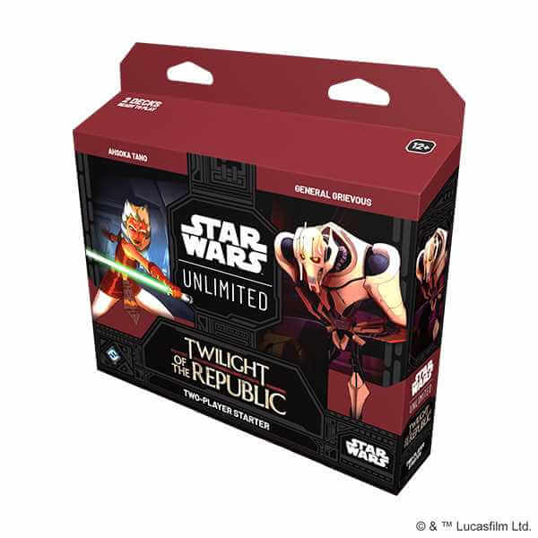 Star Wars: Unlimited Twilight of the Republic Two-Player Starter game box featuring Ahsoka Tano and General Grievous.