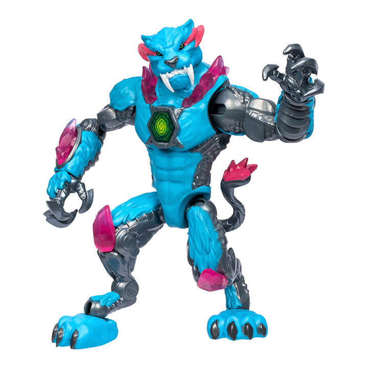 MrBeast Lab Iconic Panther action figure with vibrant blue and pink colors, showcasing articulations and unique design elements.