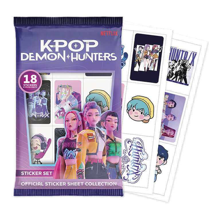 K-Pop Demon Hunters Stickers set featuring 18 unique designs from the thrilling franchise.