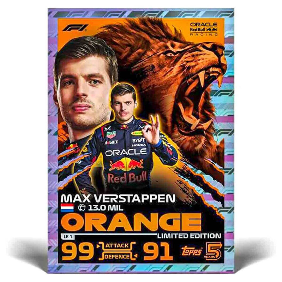 Max Verstappen Orange Limited Edition Topps Turbo Attax 2024 Trading Card with Lion Graphics