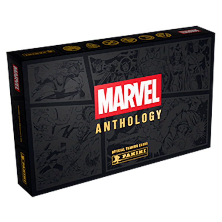 Marvel Anthology Trading Card Hobby Box featuring iconic Marvel characters and art by top comics artists.