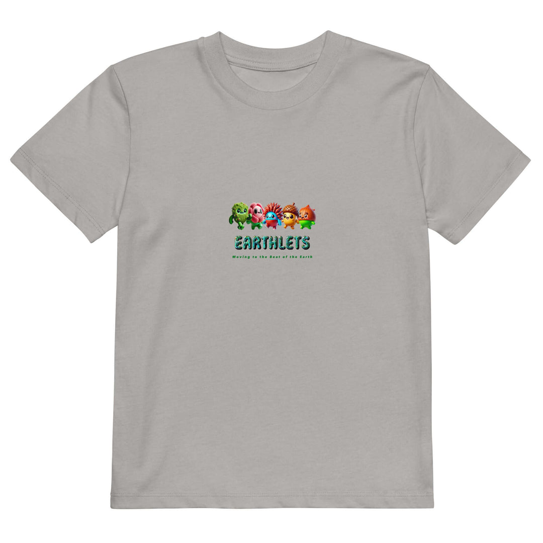 Earthlets organic cotton kids t-shirt featuring fun colorful character designs for comfort and style.