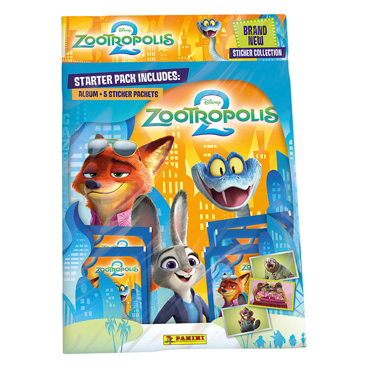 Zootropolis 2 Sticker Collection featuring characters, starter pack with album and sticker packets.