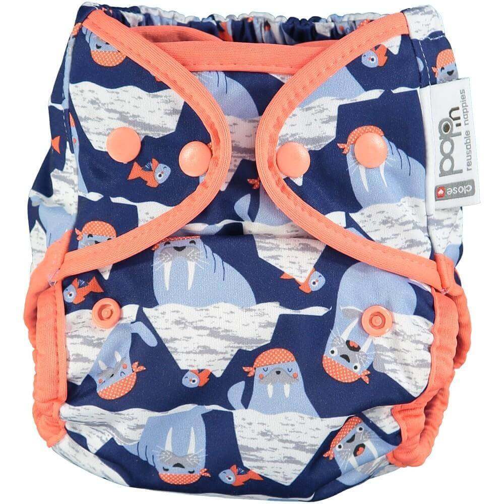 Close Parent Pop-in Nappy Wrap Popper Colour: Walrus reusable nappies Earthlets